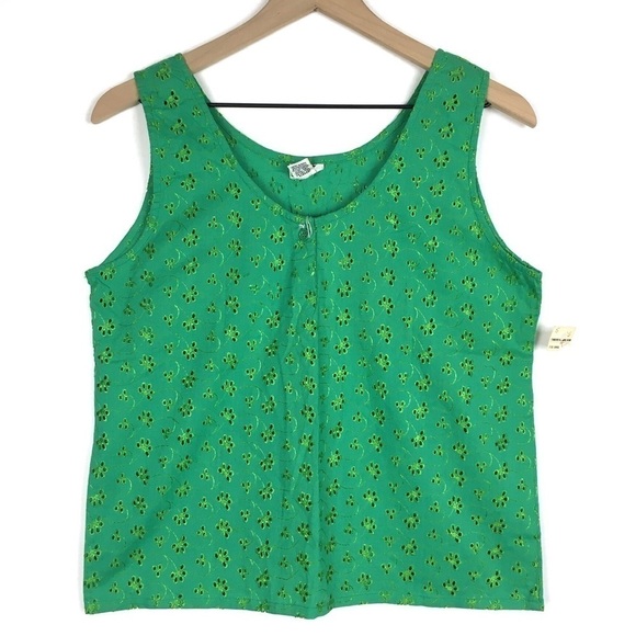 VINTAGE Tank Top Sleeveless Eyelet Lace Scallop Embroidered Boho Size Small NWT
